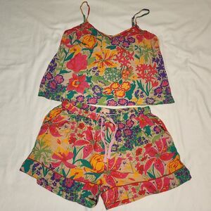 POWDER Tropical Floral Modal Hawaiian lounge pajamas Cami pj's Sleep Shorts Set